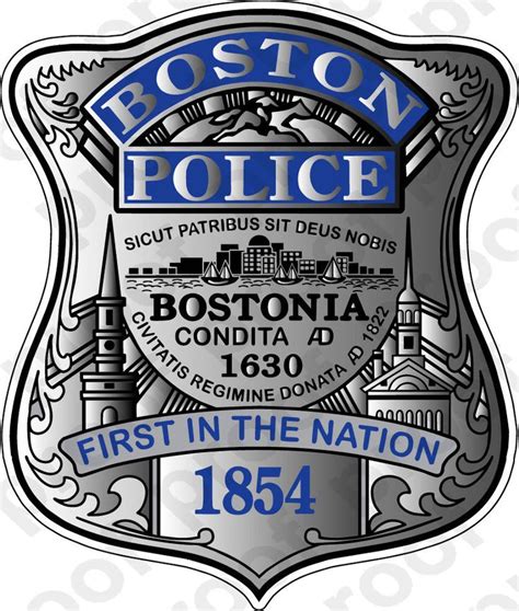 STICKER BOSTON POLICE BADGE NEW BLUE | eBay | Police badge, Boston ...