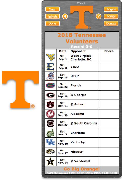 Ut Vols Football Schedule 2022 Printable - Printable Schedule