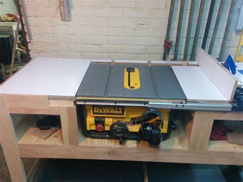 Table saw station | Table saw station, Woodworking bench, Table saw workbench