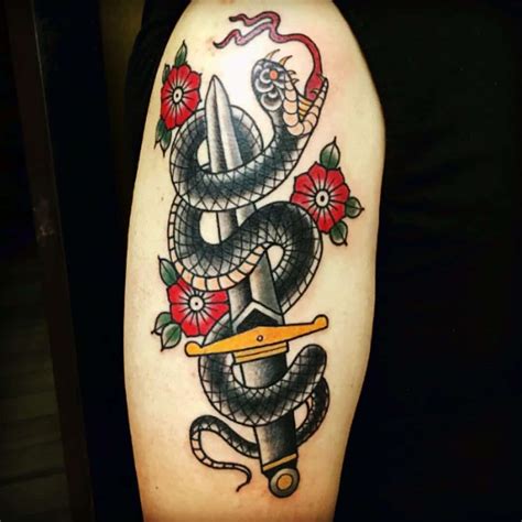 Discover 61+ snake and dagger forearm tattoo best - in.coedo.com.vn