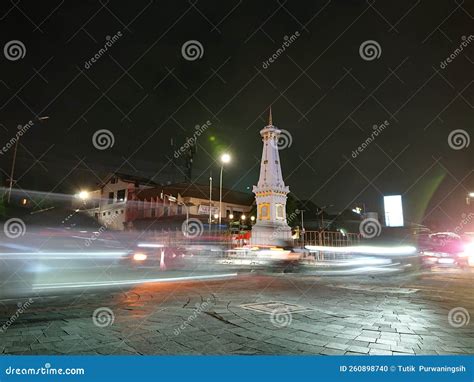 Photo Editorial, Slow Speed, Tugu Yogyakarta or Monument in the Night, Yogya, Jogja, Jogjakarta ...