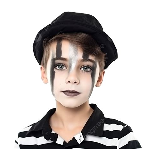 Sly Boy With Make Up For The Holiday Of Halloween Looks At The Camera ...