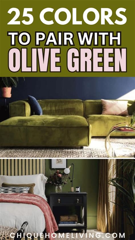 25 Colors To Pair With Olive Green in 2024 | Green couch, Olive green rooms, Green living room ...