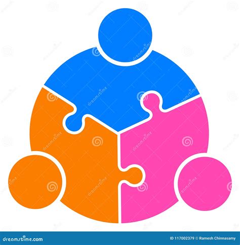 Teamwork Puzzle People Connected Together Logo Stock Vector - Illustration of family, business ...