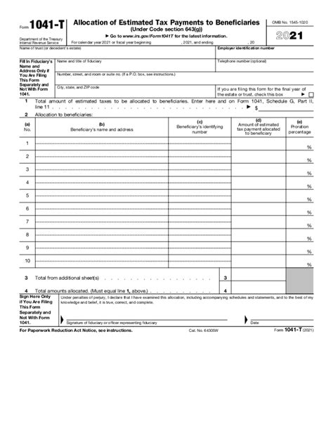 2022 Form 1041-T - Internal Revenue Service - Fill Online, Printable, Fillable Blank