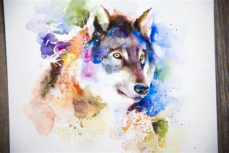 Wolf Original Watercolor Painting Animals Painting Original | Etsy