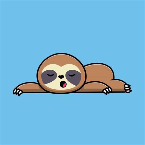 Cute Sloth Sleeping Cartoon Vector Icon Illustration. Science Food Icon Concept Isolated Premium ...