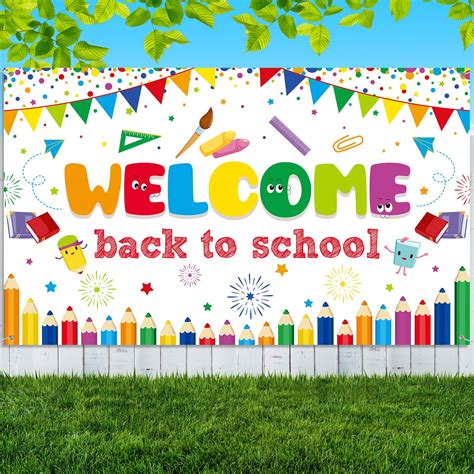 Buy Welcome Back to School Banner First Day of School Backdrop Banner ...