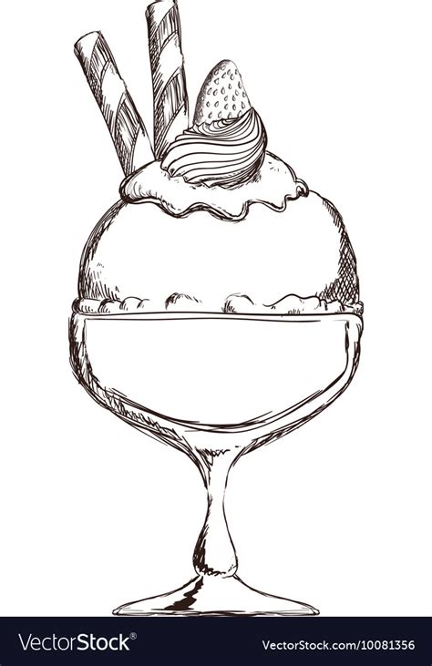 Cup ice cream sketch icon dessert and sweet Vector Image