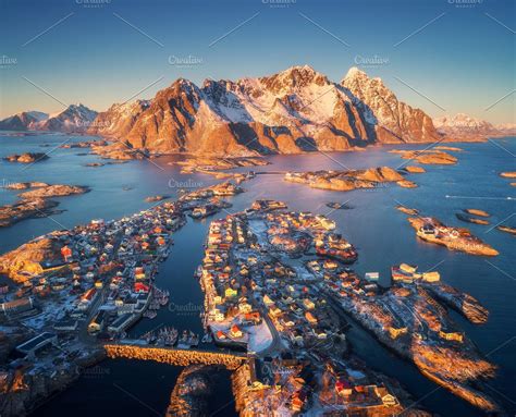 Aerial view of Henningsvaer | Aerial view, Lofoten, Norway