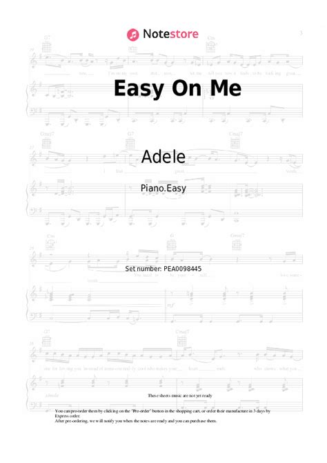 Easy On Me piano sheet music easy Adele in Note-Store.com | Piano.Easy ...