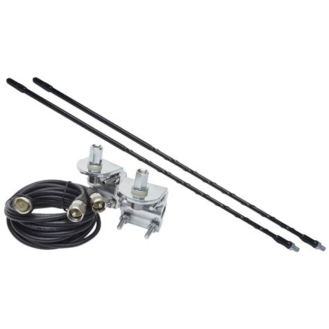 Solarcon 4' Top Loaded Dual CB Antenna with Mirror Mounts & Cable, 750Wx2