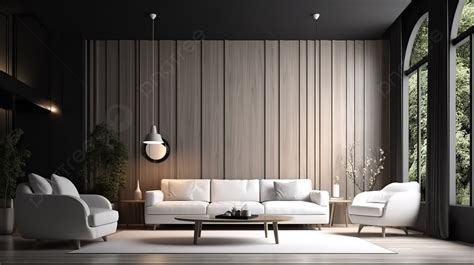 Home Interior Design With Black Walls And Wooden Furniture Background, 3d Rendering Living Room ...