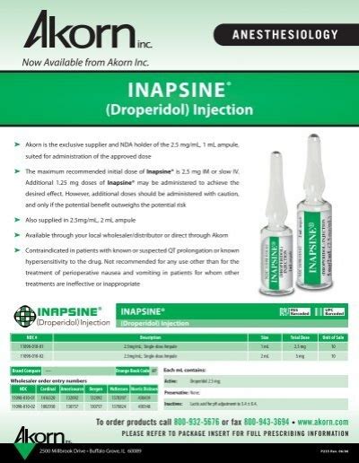 INAPSINE® (Droperidol) Injection - Akorn, Inc.