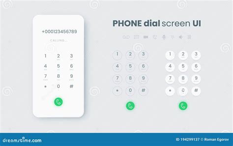 Smartphone Dial. Realistic Phone Number Pad, Call Screen UI with Keypad and Dial Buttons. Vector ...