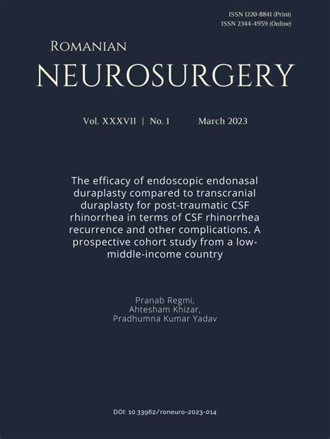 (PDF) The efficacy of endoscopic endonasal duraplasty compared to ...