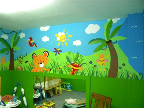 Daycare Jungle Mural - complete (wall 4) | School wall art, Mural, Jungle mural