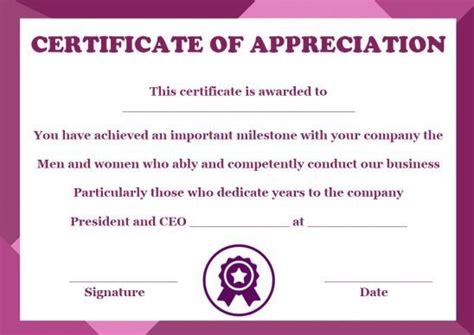 10 Years Service Award Certificate: 10 Templates to Honor Years of Service - Template Sumo