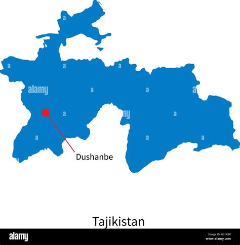 Detailed vector map of Tajikistan and capital city Dushanbe Stock Vector Image & Art - Alamy