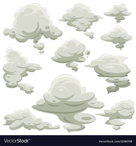 Cartoon smoke or fog set Royalty Free Vector Image