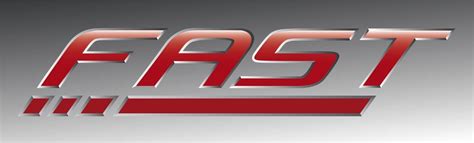 the fast logo is shown in red and silver