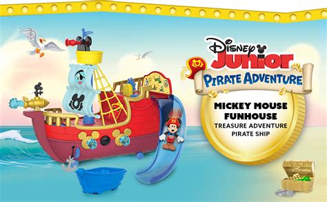 Disney Junior Mickey Mouse Funhouse Treasure Adventure Pirate Ship With Bonus Figures, 18-piece ...