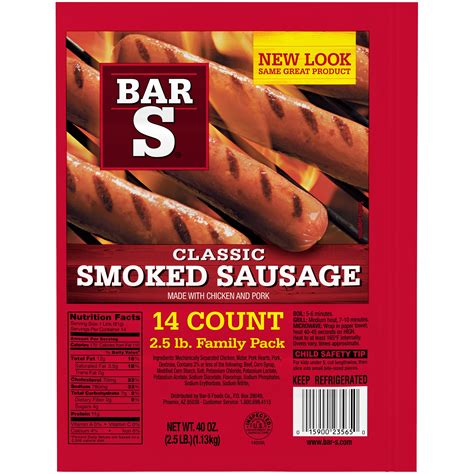 Bar S Classic Smoked Sausage, 40 Oz., 14 Count - Walmart.com