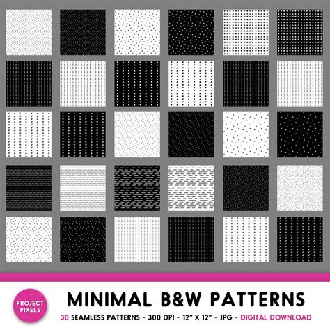 Minimal Black and White Patterns Seamless Patterns Hand - Etsy