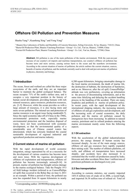 (PDF) Offshore Oil Pollution and Prevention Measures