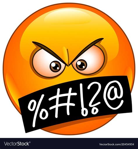 Emoticon face with symbols on mouth Royalty Free Vector | Emoticon faces, Angry emoticon, Emoji love