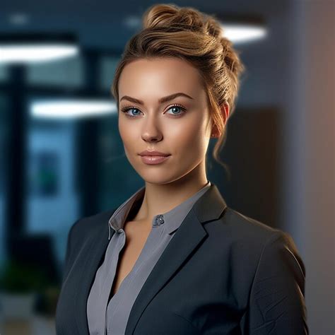 Premium AI Image | a woman in a grey suit with a gray shirt and a gray shirt.