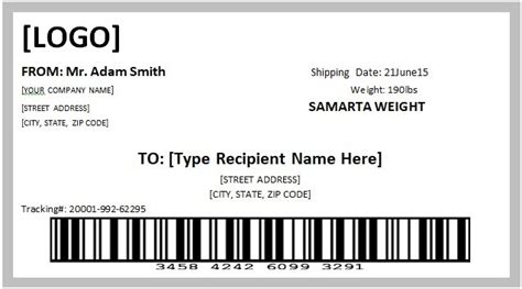 Free Printable Shipping Label Template (Word, PDF) - Excel TMP