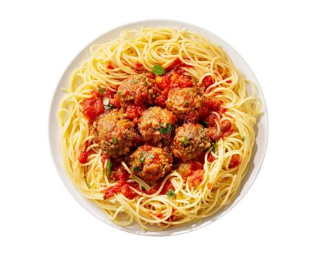 Plate of Pasta with Meatballs Isolated on White Background Stock Image - Image of vegetable ...