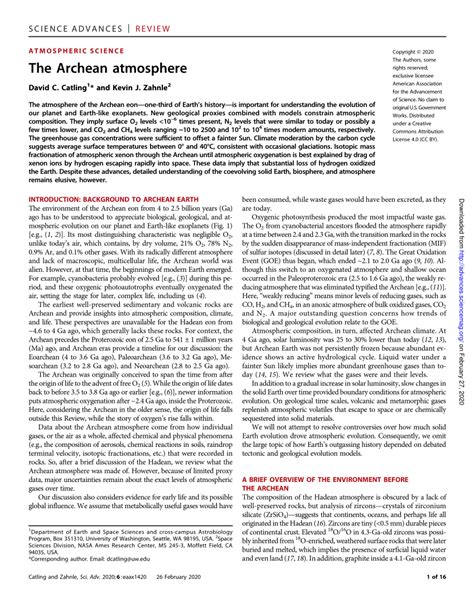 (PDF) The Archean atmosphere