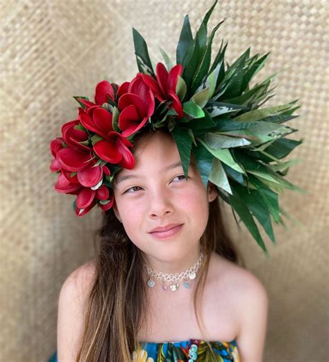 Polynesian Headdress Lei Po'o Premium Tahitian Flower Crown for Ahuroa Aparima Otea Ori Tahiti ...