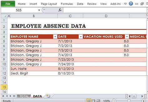 Free Employee Absence Tracker For Excel