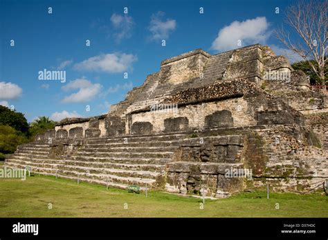 Belize, Altun Ha. Altun Ha, ruins of ancient Mayan ceremonial site from ...