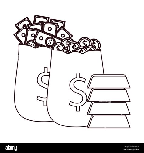 silhouette of money saving and money bag on white background Stock ...