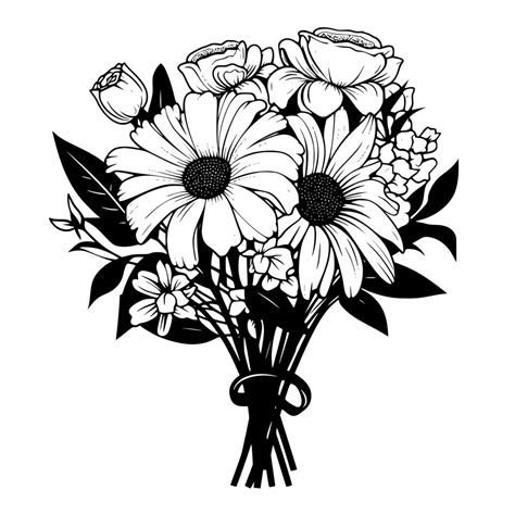 Rose, Daisy, and Lily Bouquet SVG Download for Cricut, Silhouette