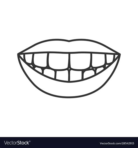 Beautiful smile with healthy teeth linear icon Vector Image