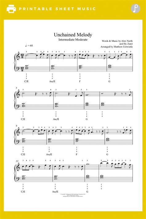 Unchained Melody by The Righteous Brothers Piano Sheet Music | Intermediate Level # ...