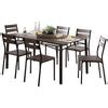 Benzara 7-Piece Metal And Wood Dining Table Set In Antique Brown | Benzara.com