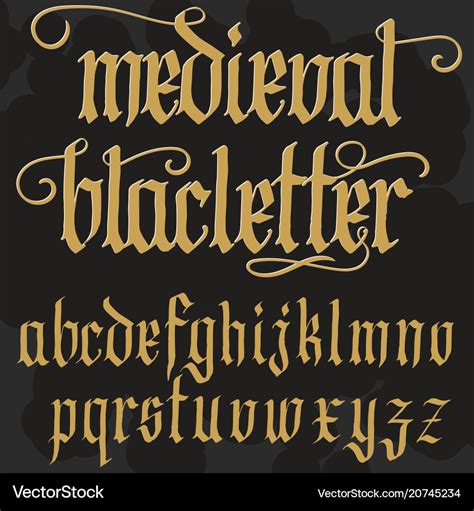 Gothic alphabet lowercase calligraphic letters Vector Image