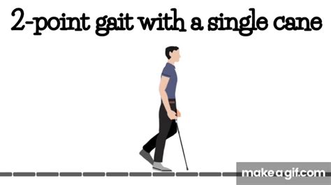 2-point gait with a single cane on Make a GIF