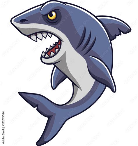 Cartoon angry shark mascot Stock Vector | Adobe Stock