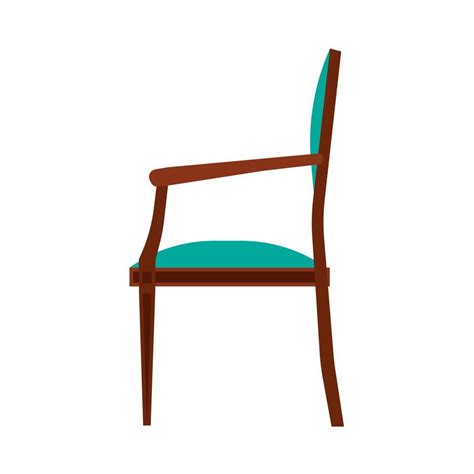 Classic chair side view comfortable elegance brown stylish furniture vector icon. Vintage luxury ...