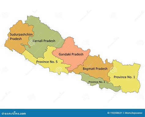 Map of Administrative Division of Nepal Stock Vector - Illustration of black, location: 193208631