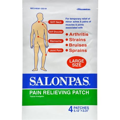 Salonpas Pain Relief Patch - Large - 4 Pack - Walmart.com - Walmart.com