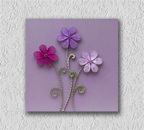 Die Zeichenfolge Kunst Blumen drei kleine von TheStringArtStudio String Art Diy, String Crafts ...