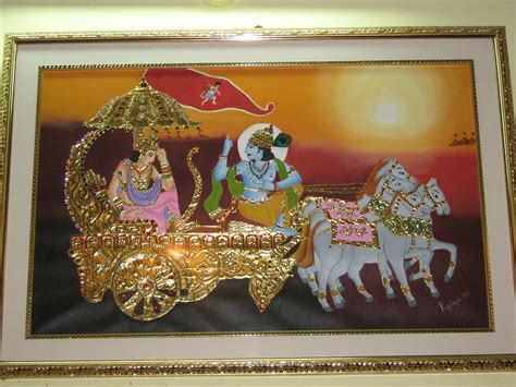 Krishna Arjuna Tanjore Painting Painting by Soumitra Mitra